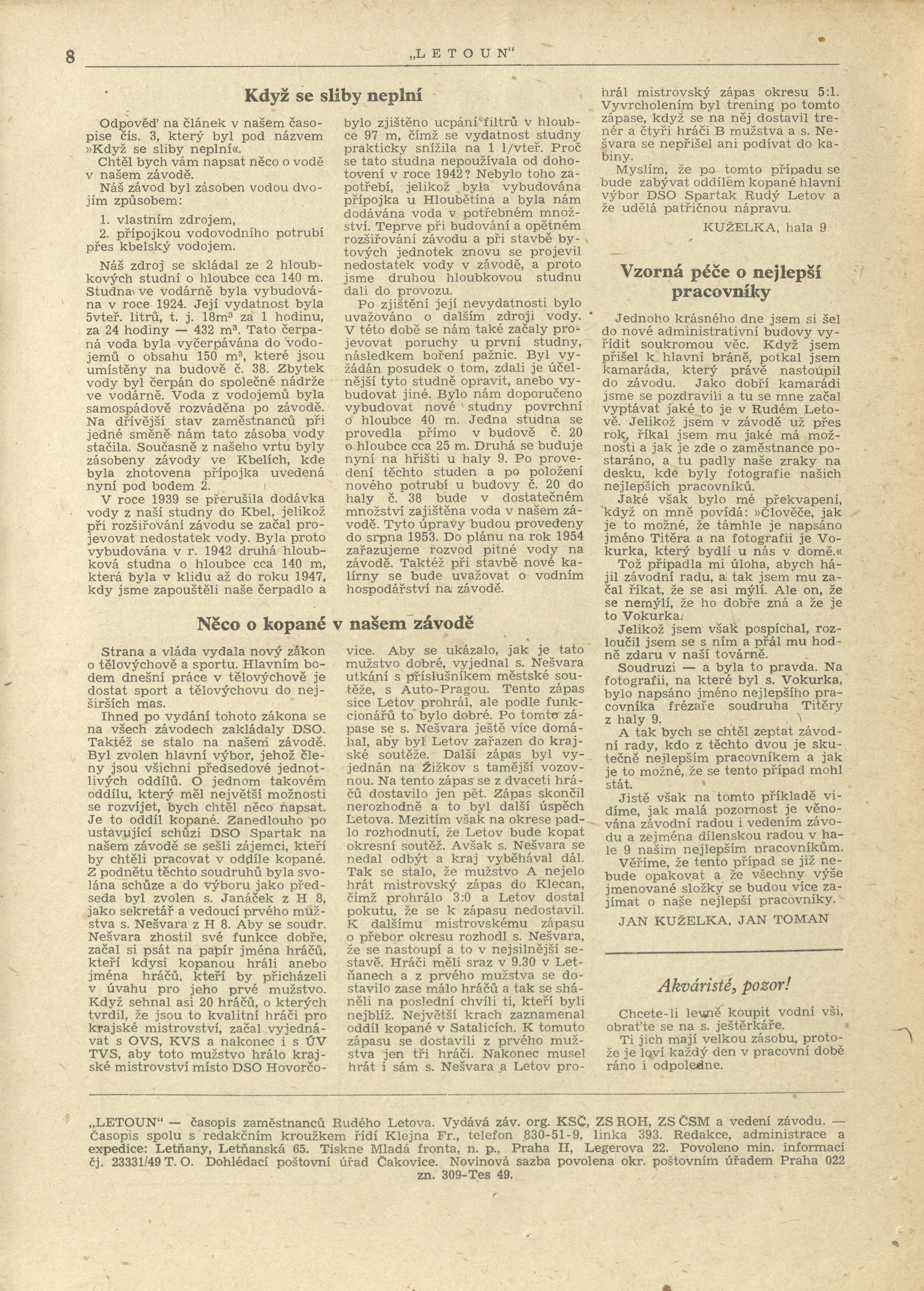 Náhledový obrázek Letoun, rok 1953, číslo 4 - 8