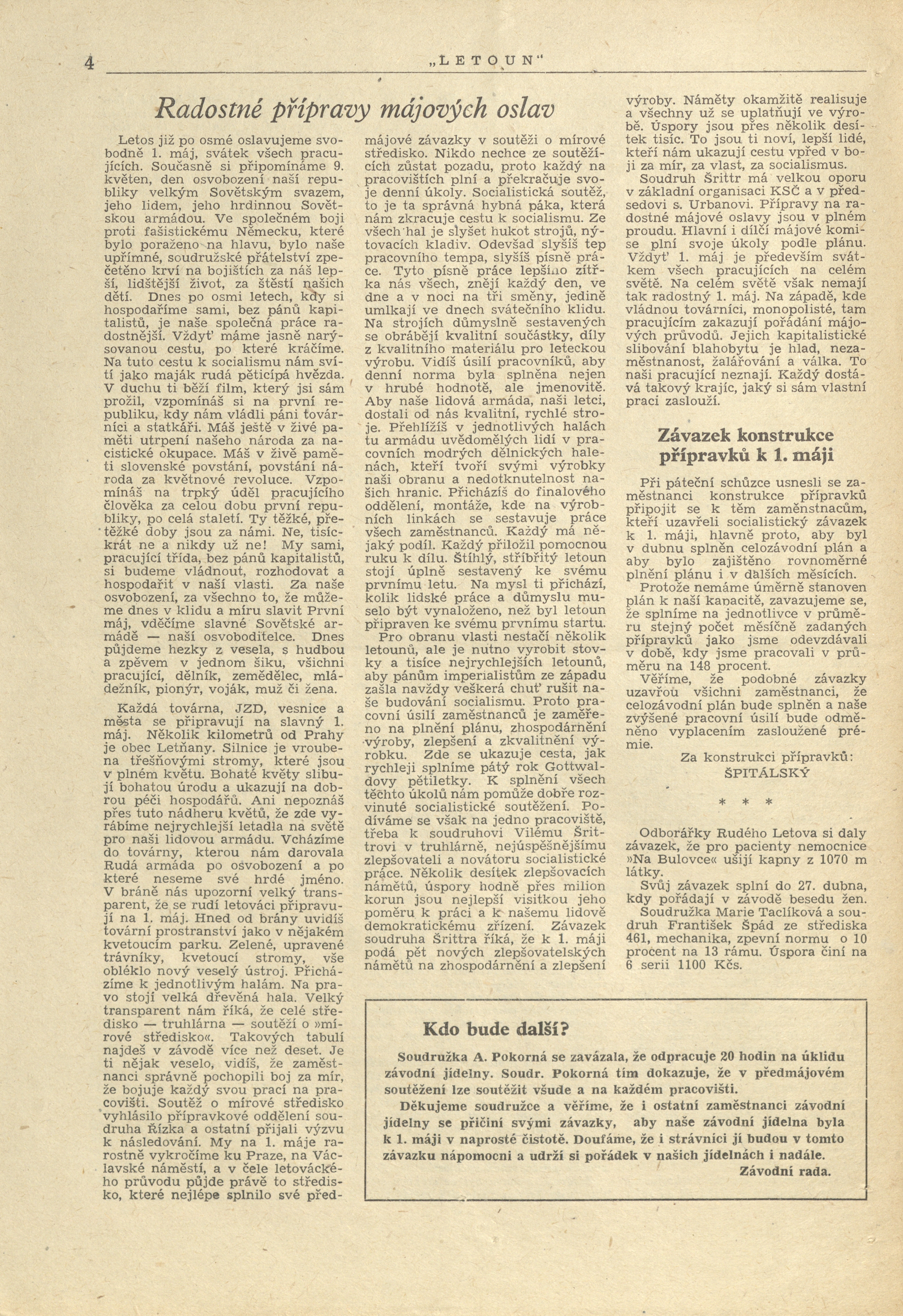 Náhledový obrázek Letoun, rok 1953, číslo 4 - 4