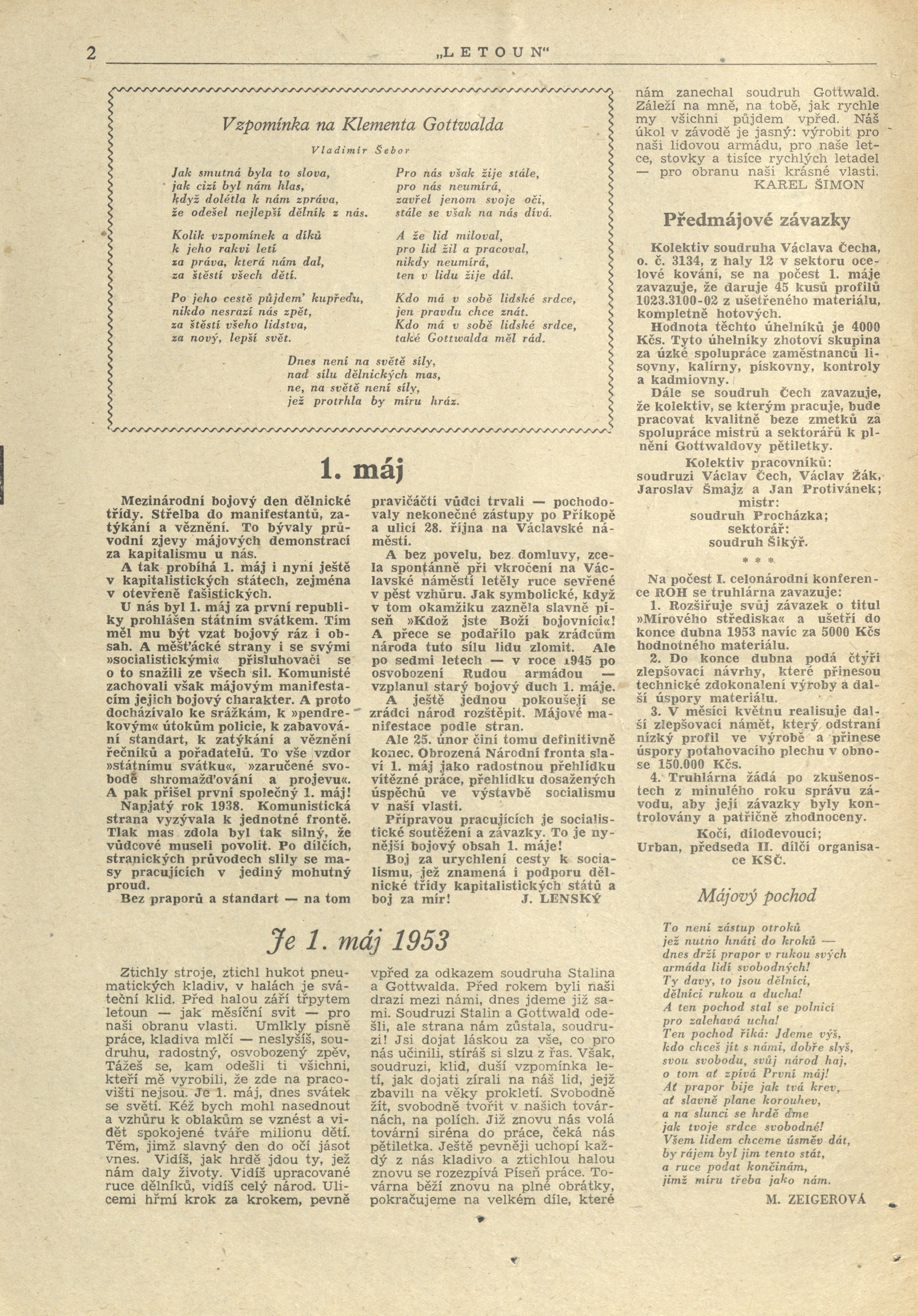 Náhledový obrázek Letoun, rok 1953, číslo 4 - 2