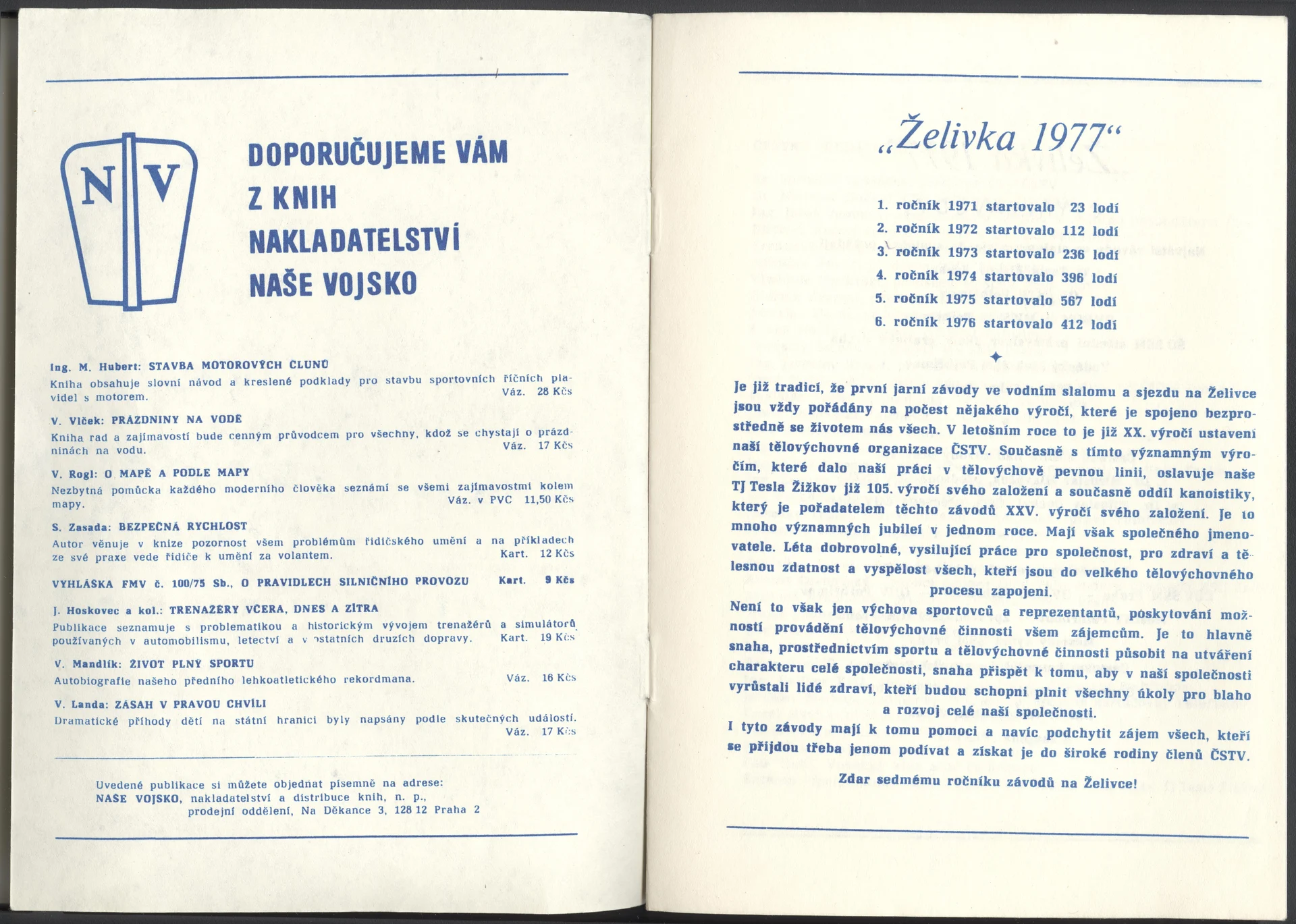 Náhledový obrázek předmětu Mezinárodní závody ve vodním slalomu a sjezdu. Želivka 1977