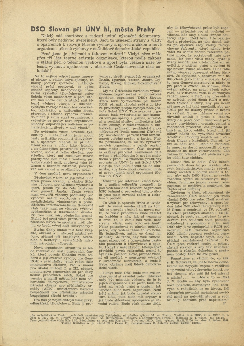 Náhledový obrázek Za socialistickou Prahu, rok 1953, číslo 1 - 8