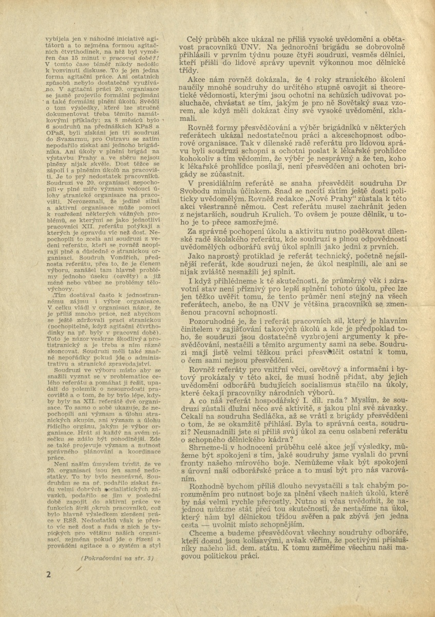 Náhledový obrázek Za socialistickou Prahu, rok 1953, číslo 8 - 2