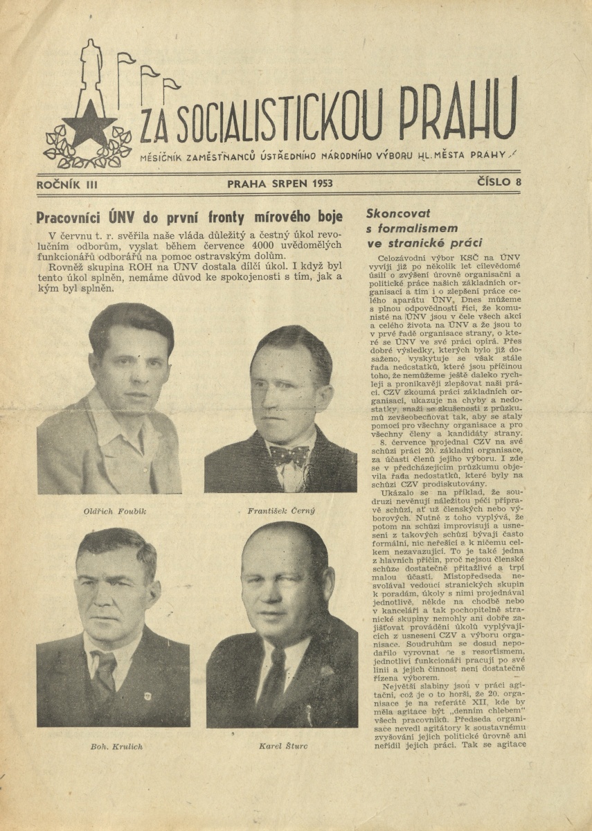 Náhledový obrázek Za socialistickou Prahu, rok 1953, číslo 8 - 1