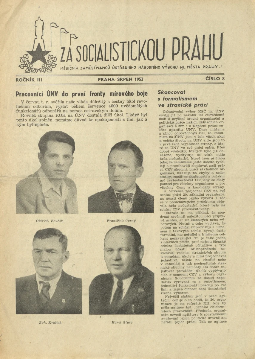 Náhledový obrázek předmětu Za socialistickou Prahu, rok 1953, číslo 8