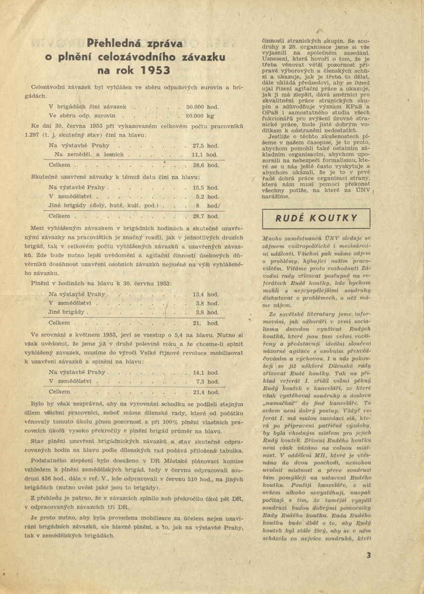 Náhledový obrázek Za socialistickou Prahu, rok 1953, číslo 8 - 3