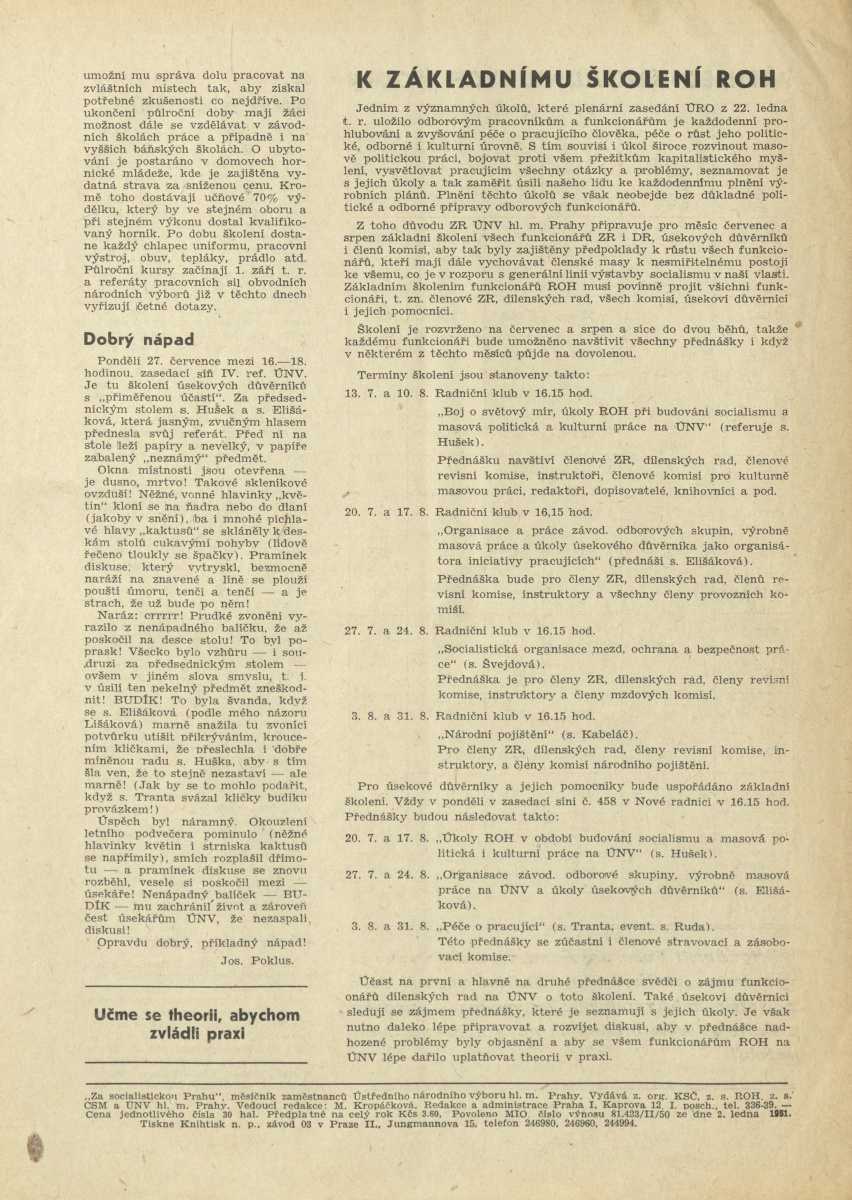 Náhledový obrázek Za socialistickou Prahu, rok 1953, číslo 8 - 6
