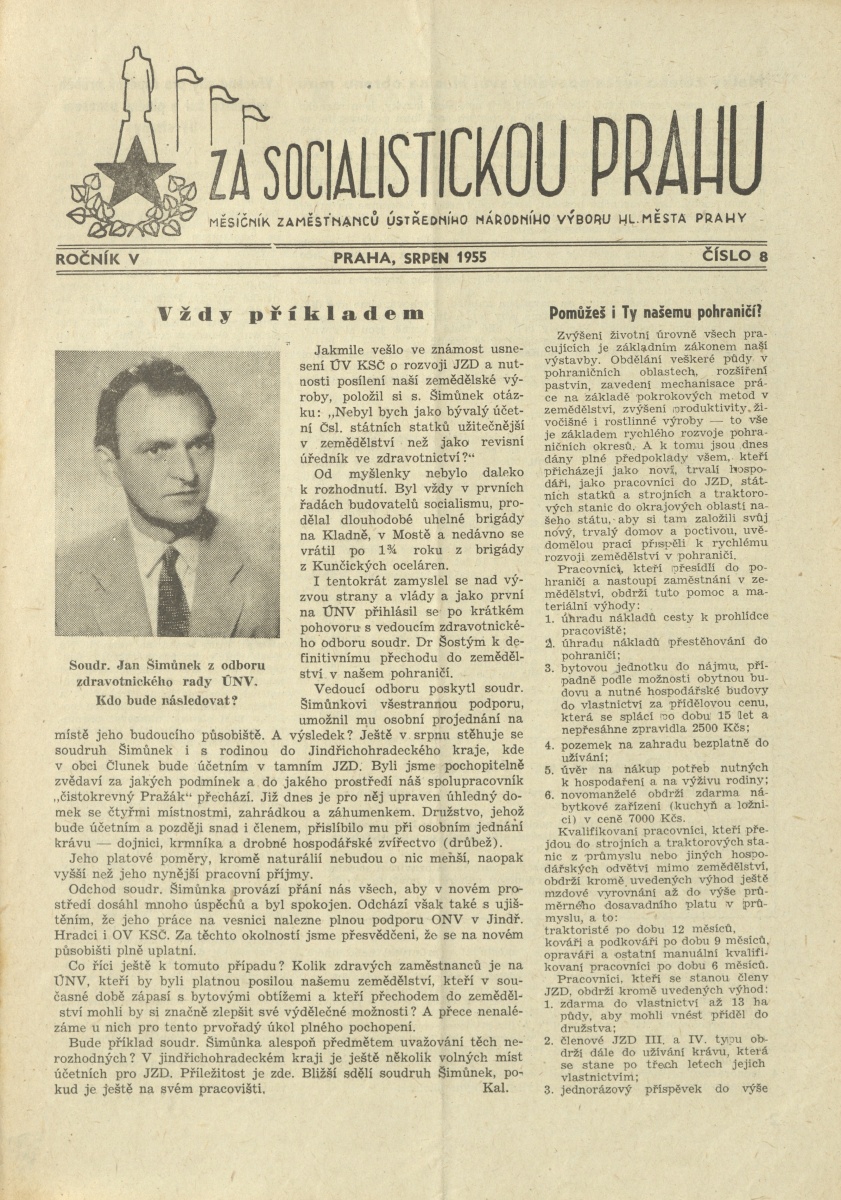 Náhledový obrázek Za socialistickou Prahu, rok 1955, číslo 8 - 1