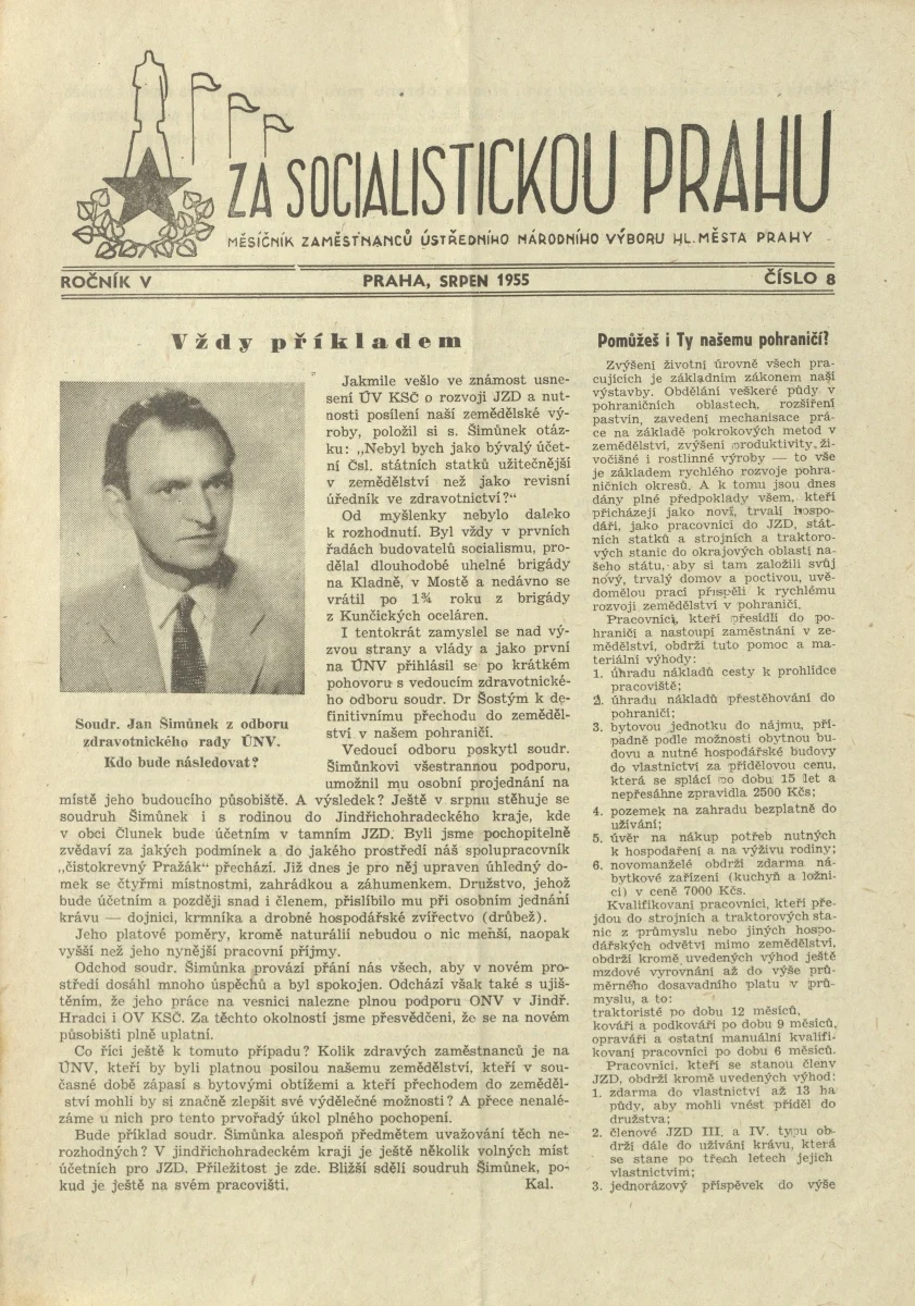 Náhledový obrázek předmětu Za socialistickou Prahu, rok 1955, číslo 8