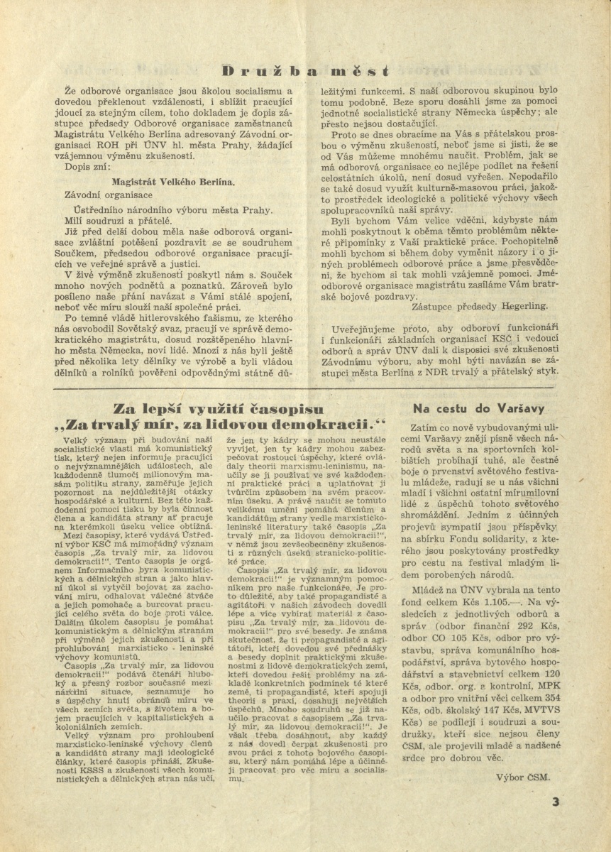 Náhledový obrázek Za socialistickou Prahu, rok 1955, číslo 8 - 3