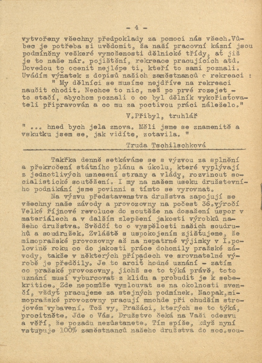 Náhledový obrázek Závodní noviny Dřevořez, rok 1953, číslo 1 - 4