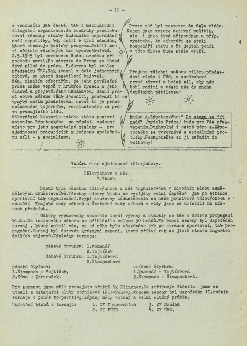 Náhledový obrázek Závodní zpravodaj, rok 1948, číslo 12 - 13