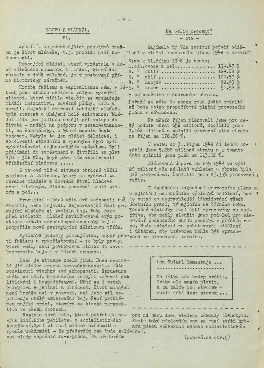 Náhledový obrázek Závodní zpravodaj, rok 1948, číslo 12 - 7