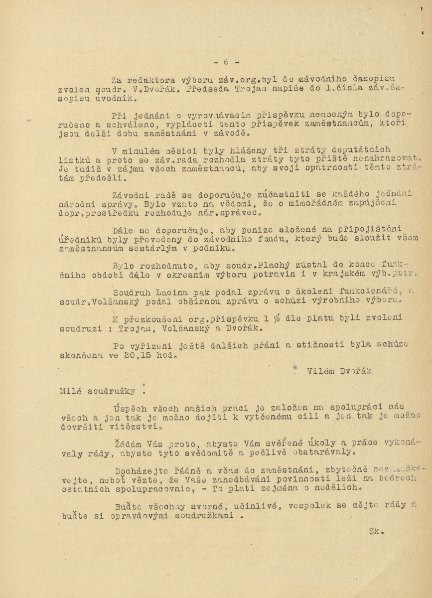 Náhledový obrázek Závodní zpravodaj TM, rok 1948, číslo 1 - 6