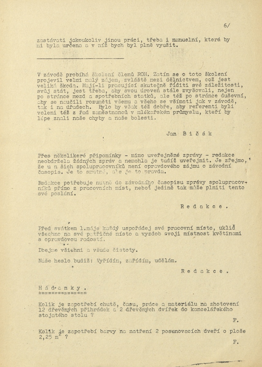 Náhledový obrázek Závodní zpravodaj TM, rok 1949, číslo 1 - 7