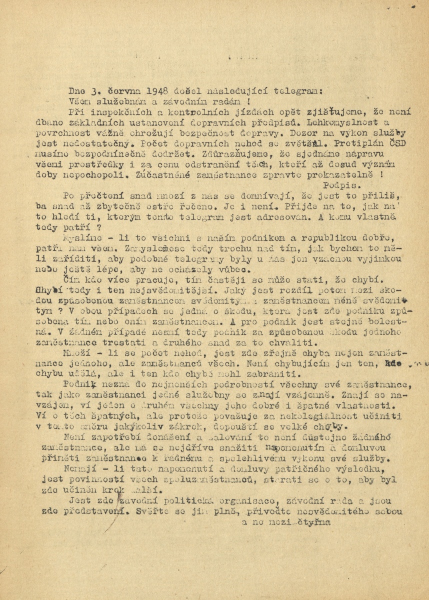 Náhledový obrázek Závodní zpravodaj zaměstnanců Wilsonova nádraží, rok 1948, číslo 24 - 6
