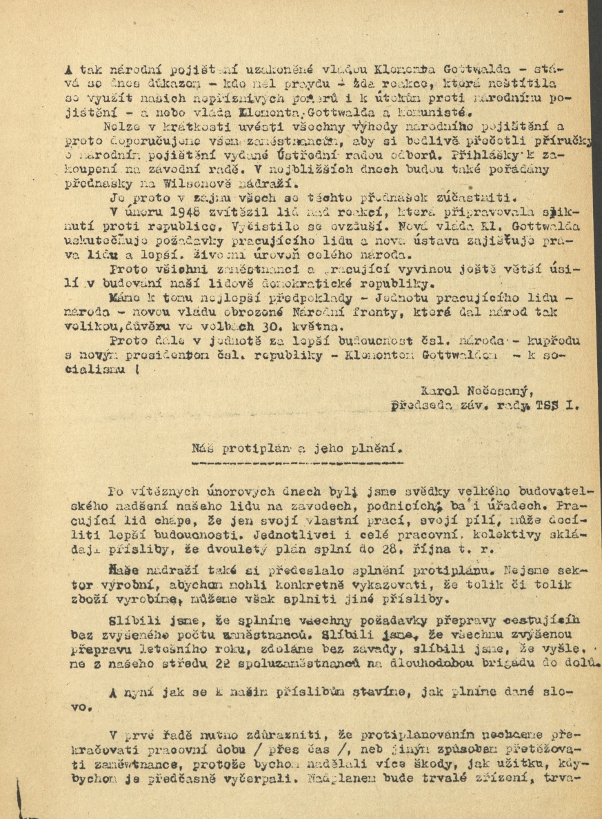 Náhledový obrázek Závodní zpravodaj zaměstnanců Wilsonova nádraží, rok 1948, číslo 24 - 4