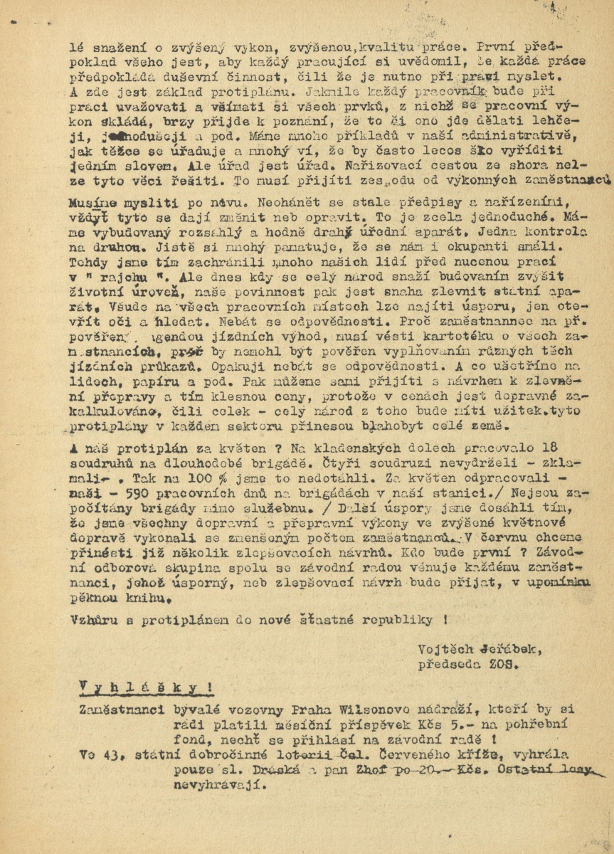 Náhledový obrázek Závodní zpravodaj zaměstnanců Wilsonova nádraží, rok 1948, číslo 24 - 5