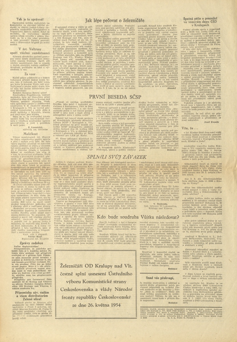 Náhledový obrázek Zelená ulice, rok 1954, číslo 6 - 4