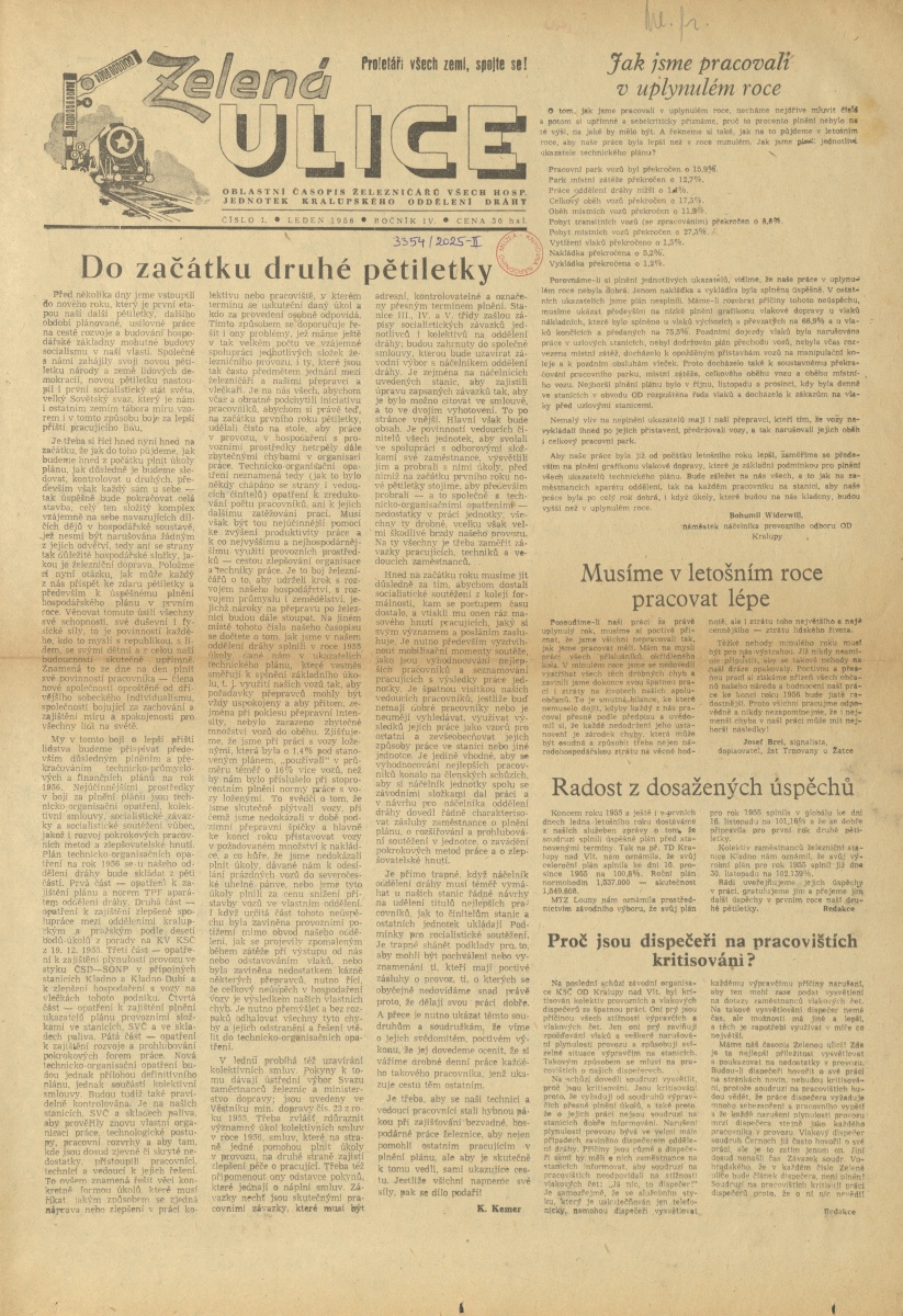 Náhledový obrázek Zelená ulice, rok 1956, číslo 1 - 1