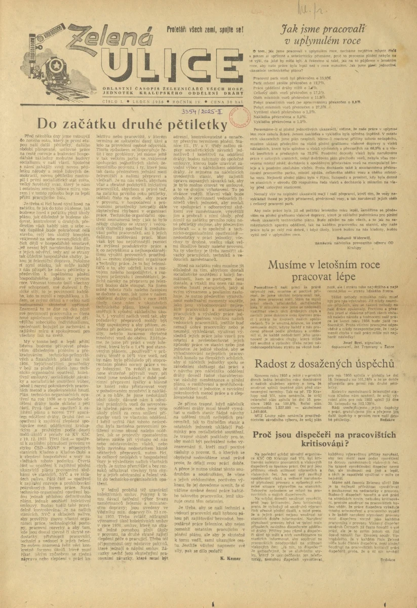 Náhledový obrázek předmětu Zelená ulice, rok 1956, číslo 1
