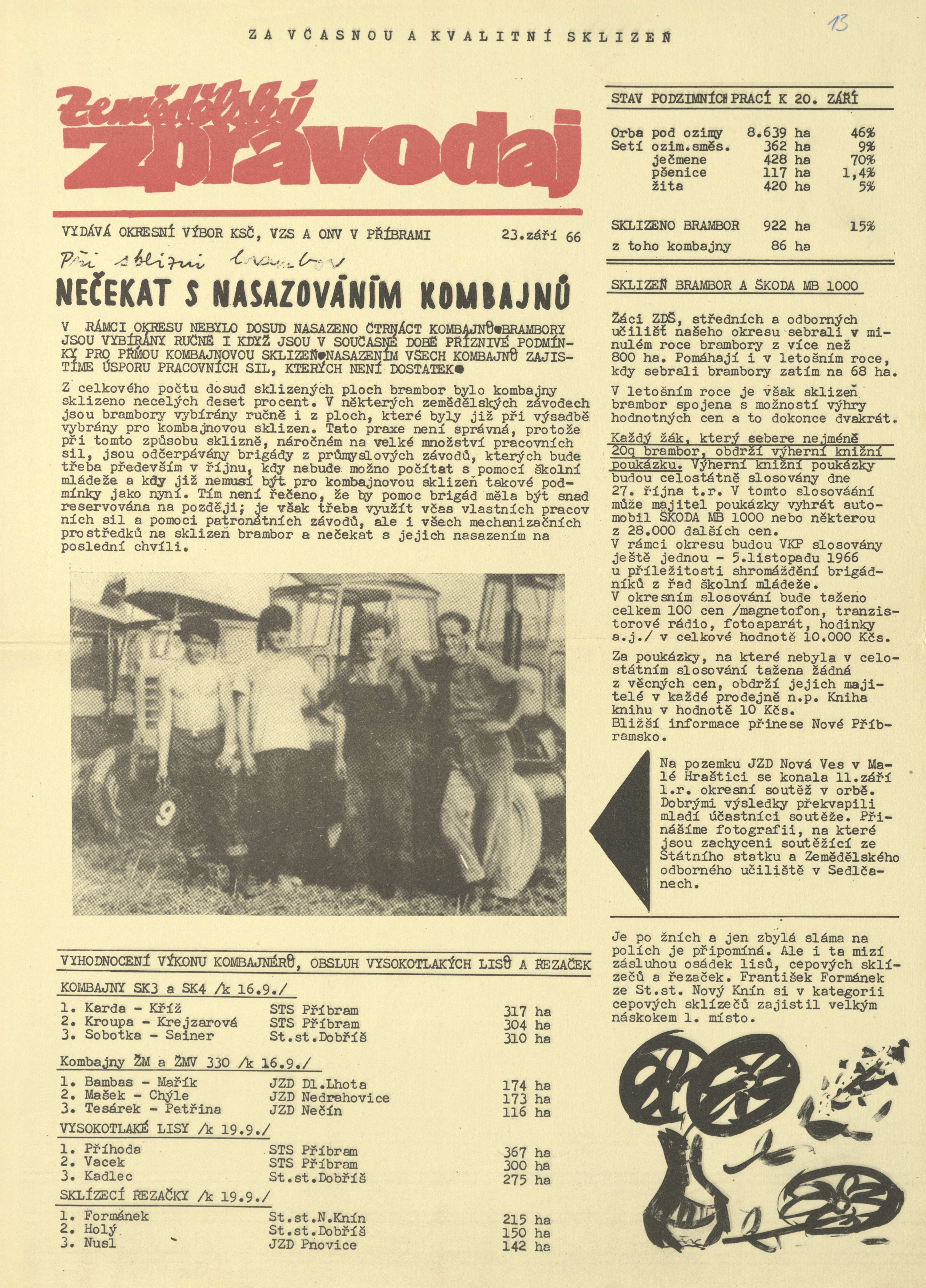 Náhledový obrázek Zemědělský zpravodaj, rok 1966, číslo 13 - 1