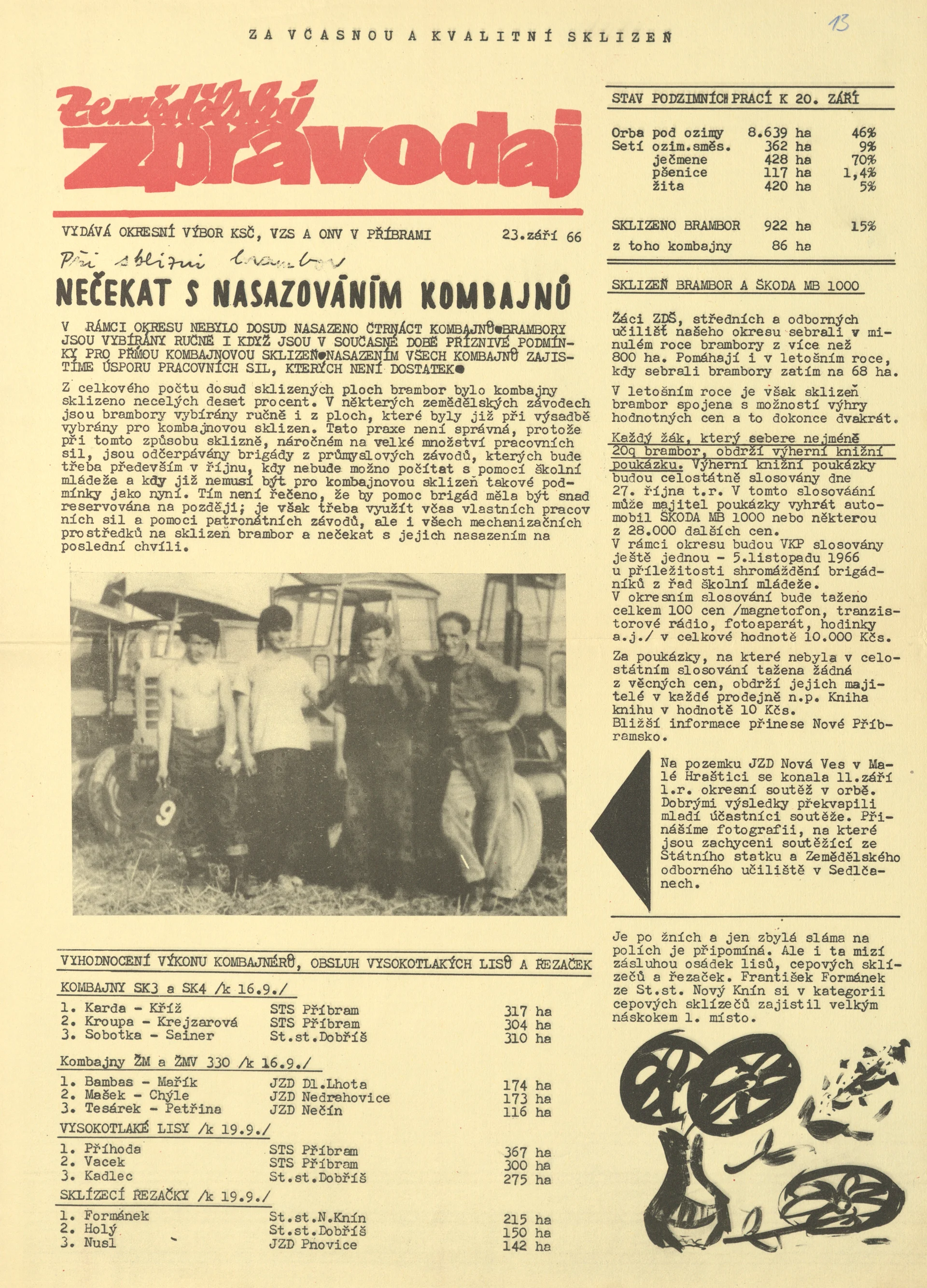 Náhledový obrázek předmětu Zemědělský zpravodaj, rok 1966, číslo 13