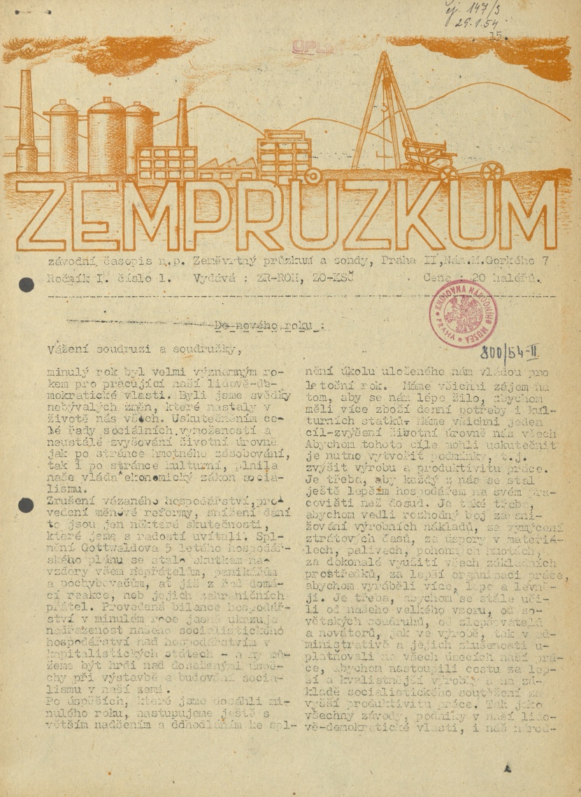 Náhledový obrázek Zemprůzkum, rok 1954, číslo 1 - 1