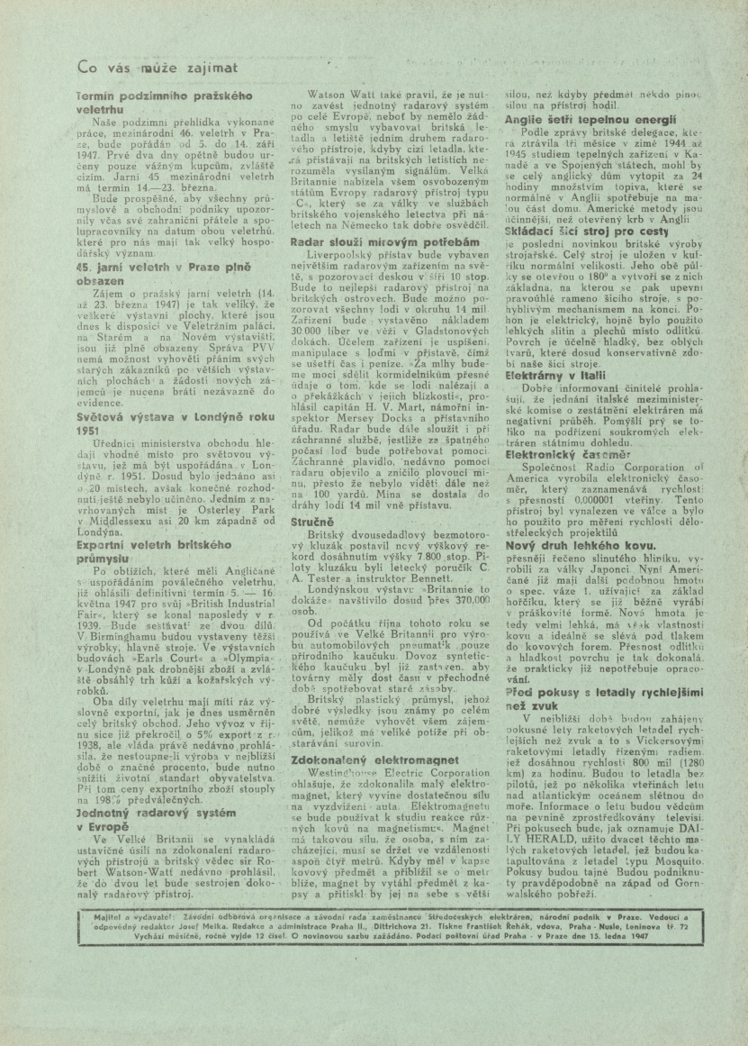 Náhledový obrázek Zkrat, rok 1947, číslo 1 - 20