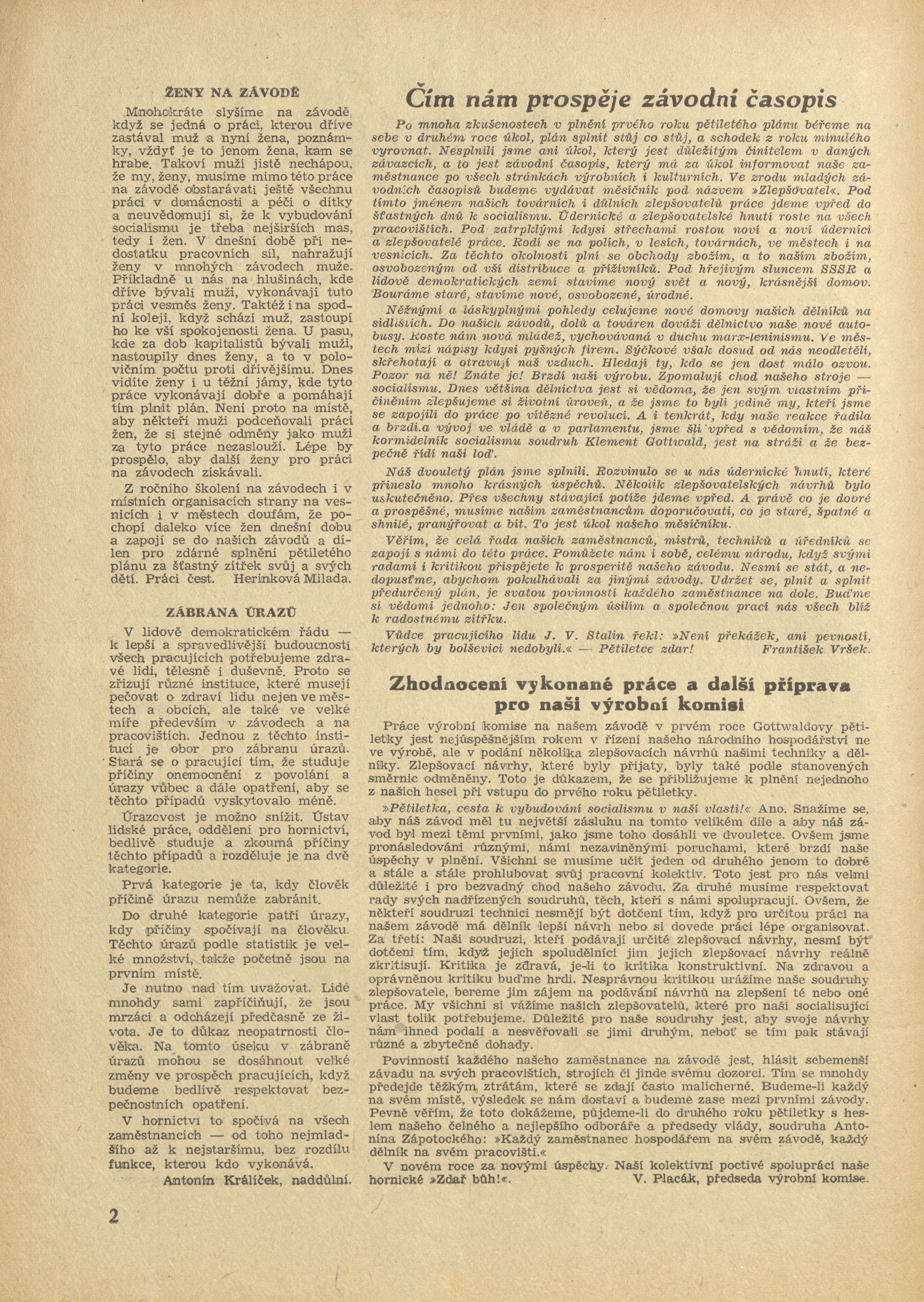 Náhledový obrázek Zlepšovatel, rok 1950, číslo 1 - 2