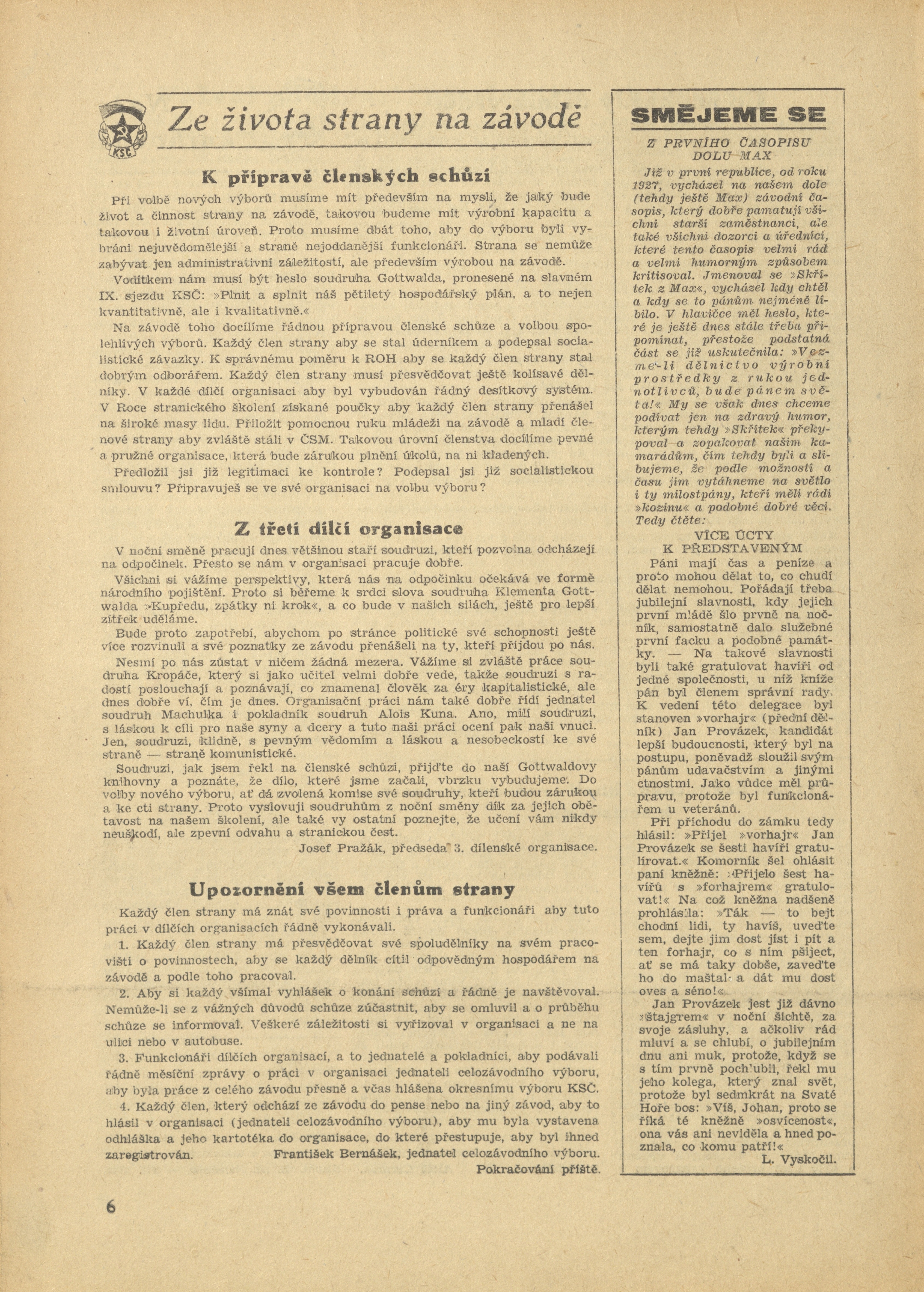 Náhledový obrázek Zlepšovatel, rok 1950, číslo 1 - 6