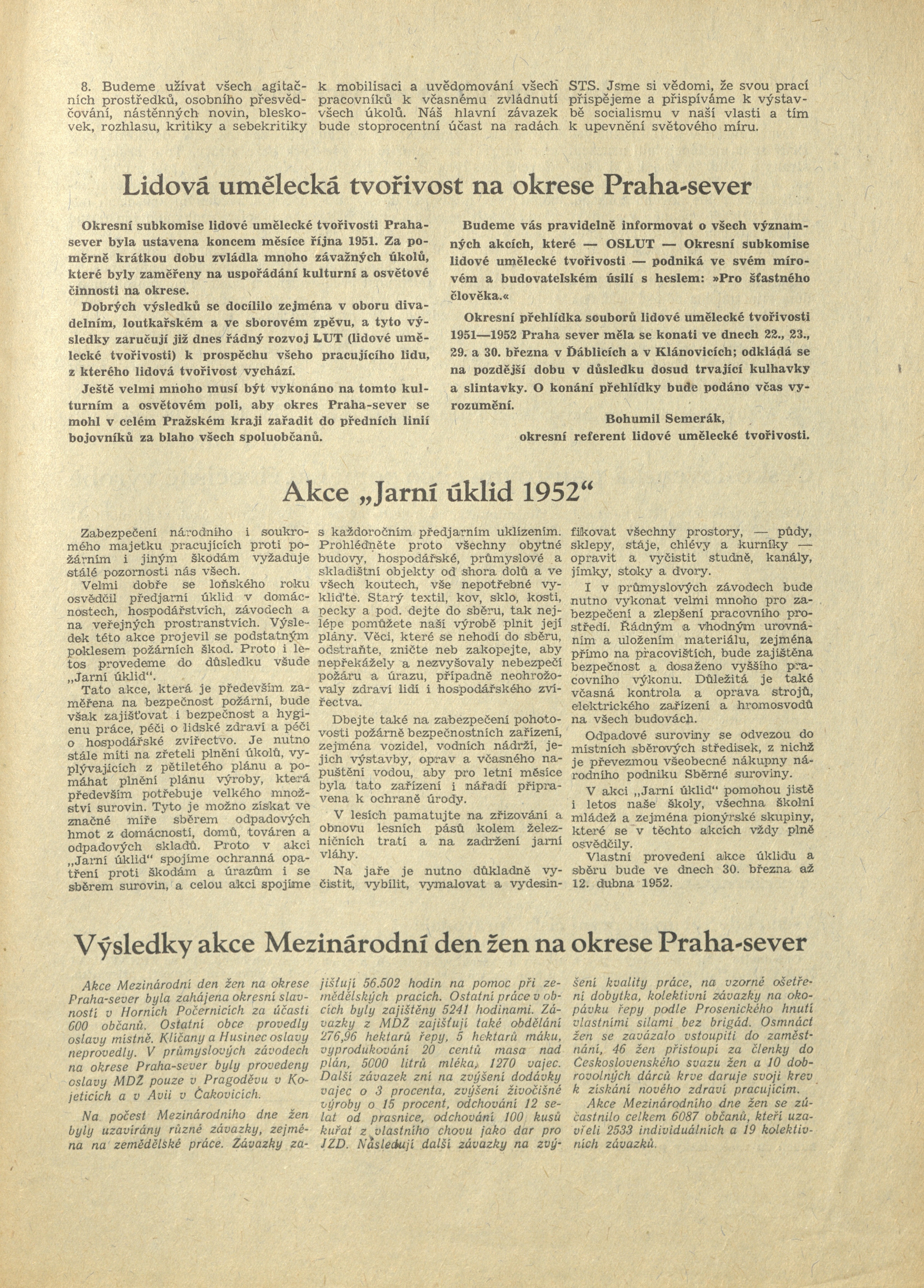 Náhledový obrázek Zpravodaj okresu Praha-sever, rok 1952, číslo 3-4 - 3