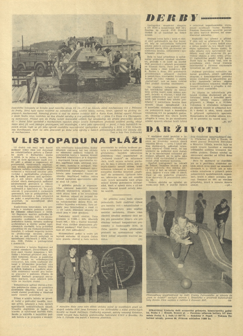 Náhledový obrázek Zpravodaj Výstavby dolů uranového průmyslu, rok 1987, číslo 1 - 4