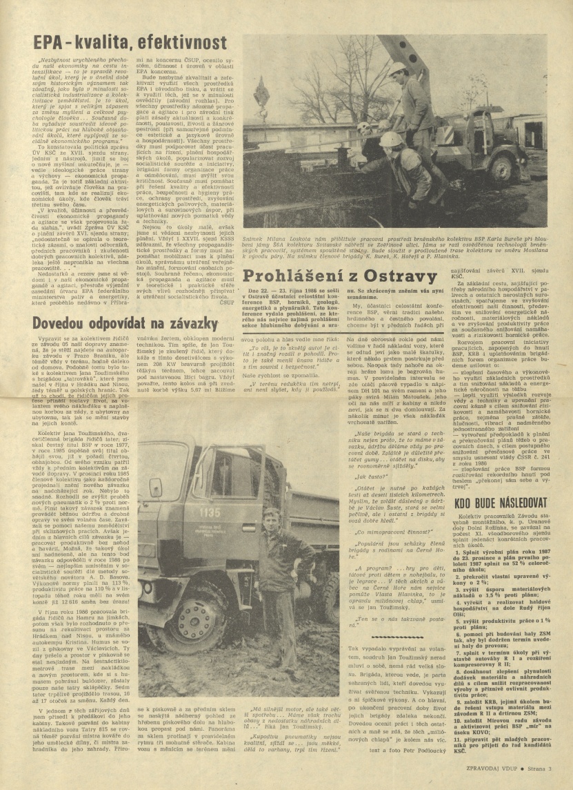 Náhledový obrázek Zpravodaj Výstavby dolů uranového průmyslu, rok 1987, číslo 1 - 3