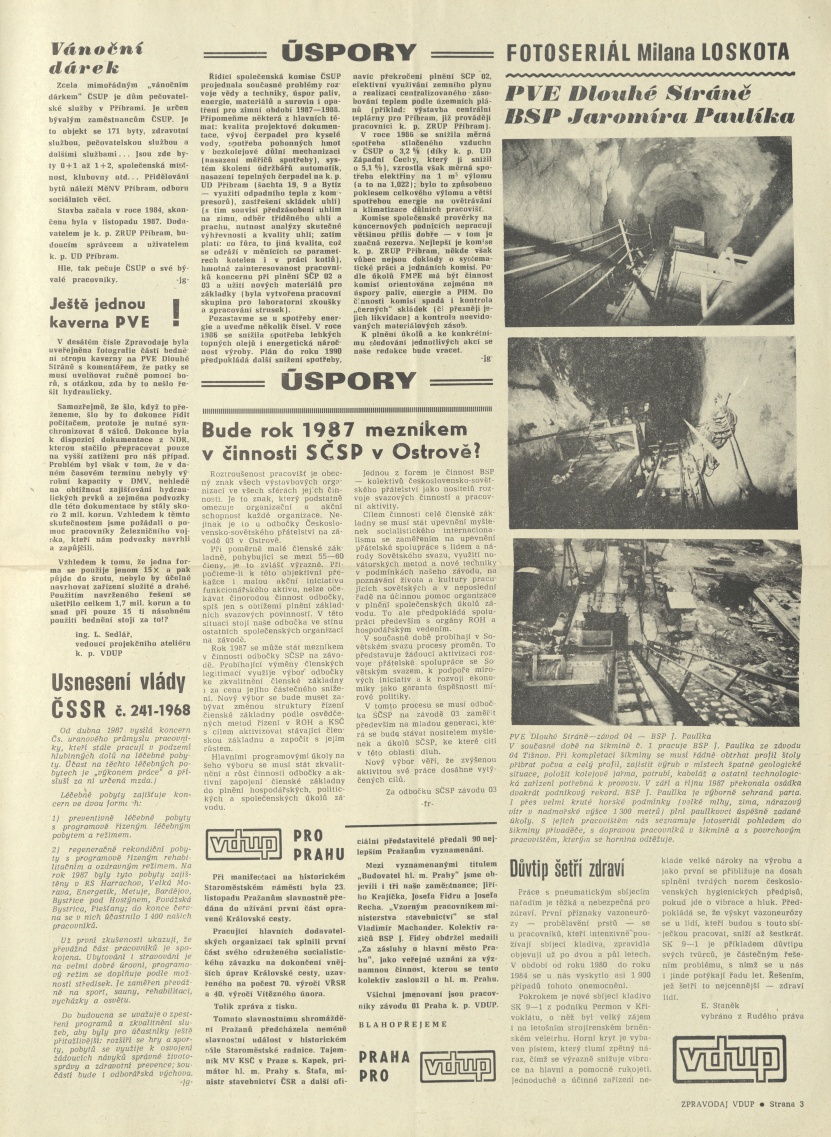 Náhledový obrázek Zpravodaj Výstavby dolů uranového průmyslu, rok 1987, číslo 11 - 3