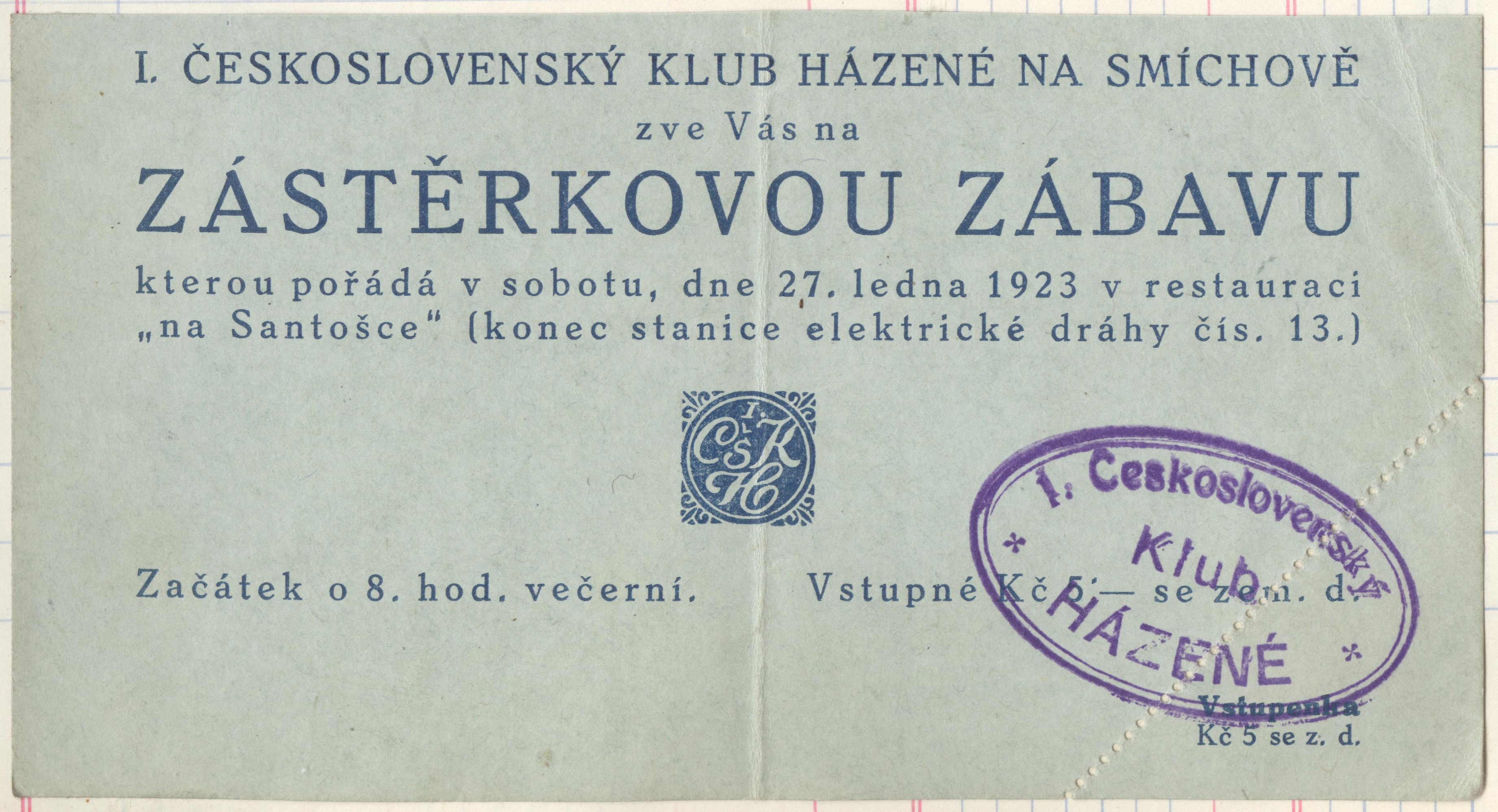 Náhledový obrázek Československý klub házené na Smíchově. Zábava - 1