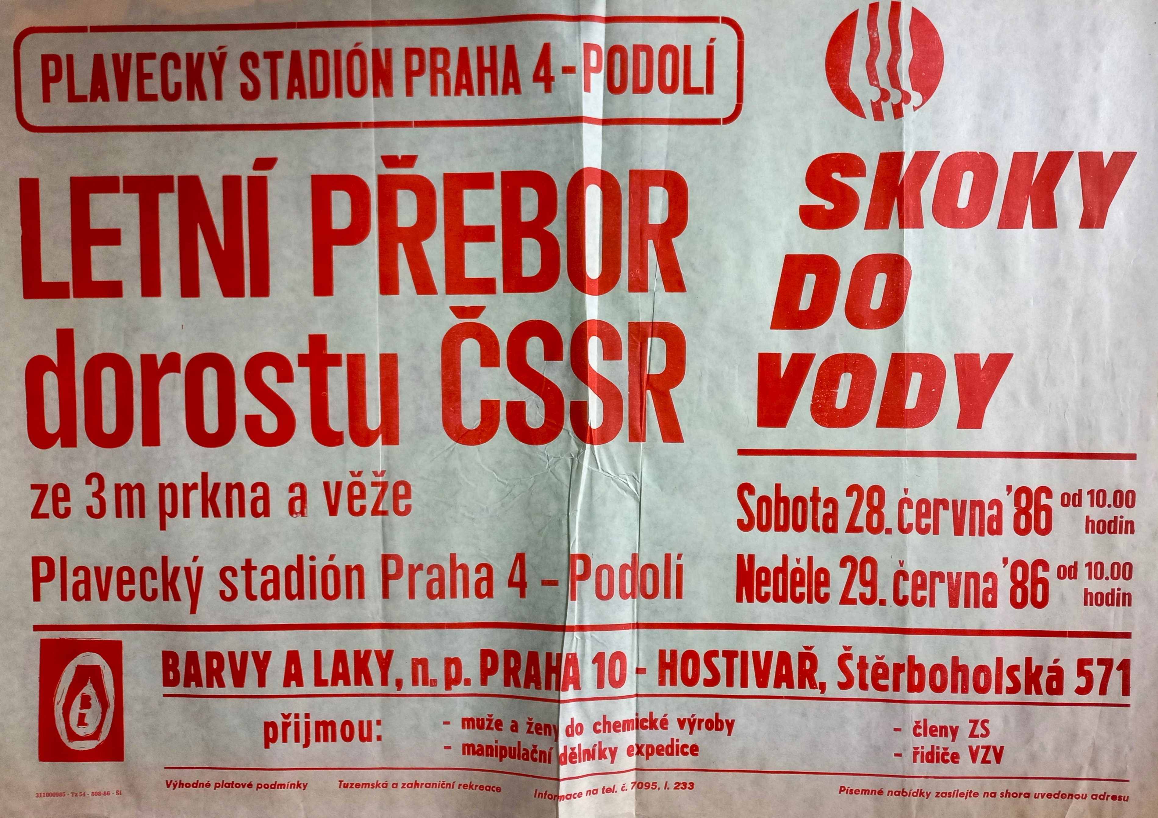 Náhledový obrázek Letní přebor dorostu ČSSR. Skoky do vody - 1