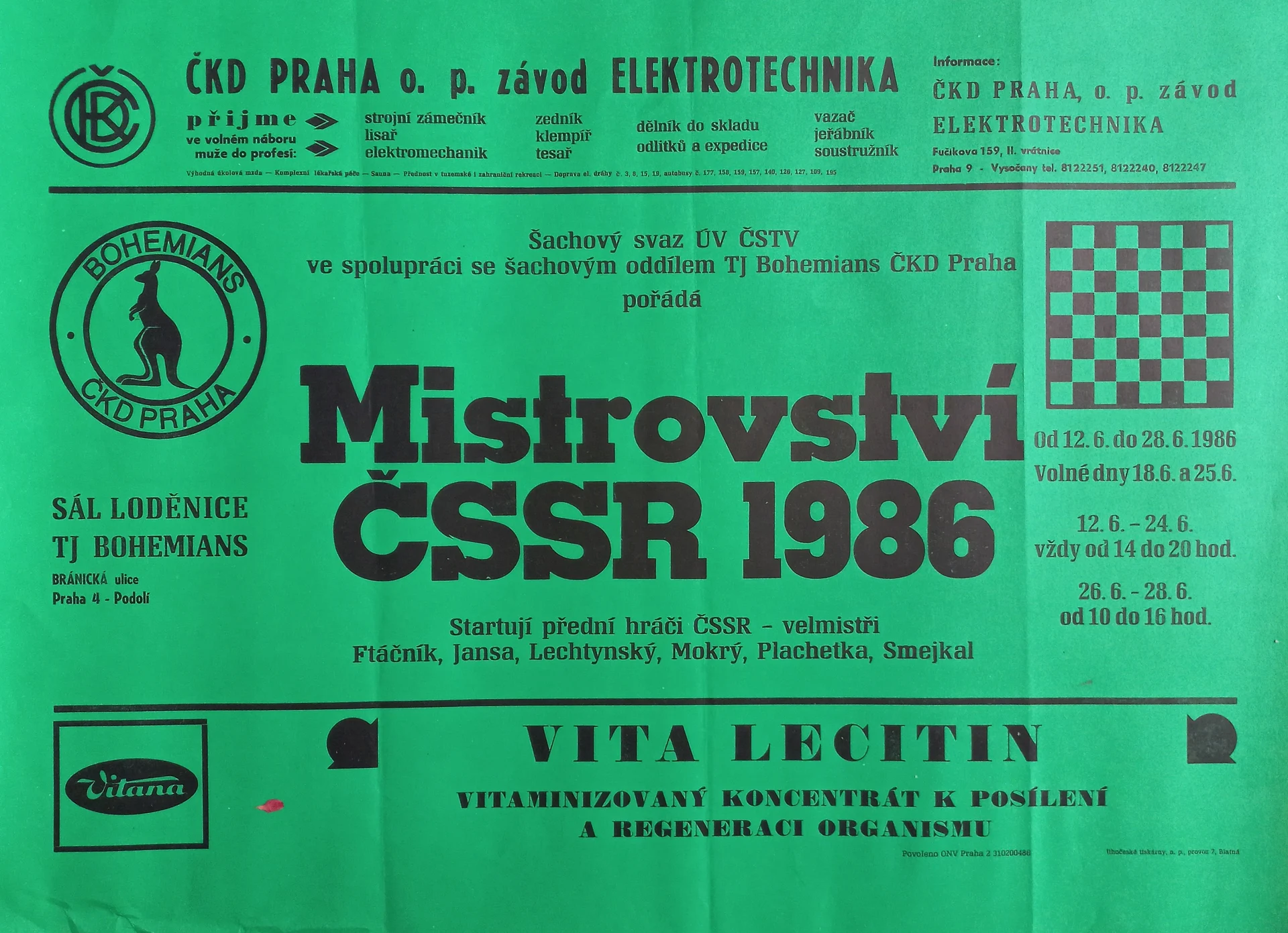 Náhledový obrázek předmětu Šachy. Mistrovství ČSSR v šachu 1986