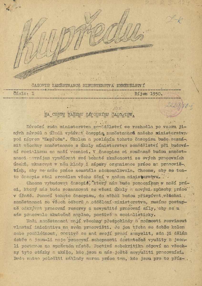 Náhledový obrázek Kupředu, rok 1950, číslo 1 - 1
