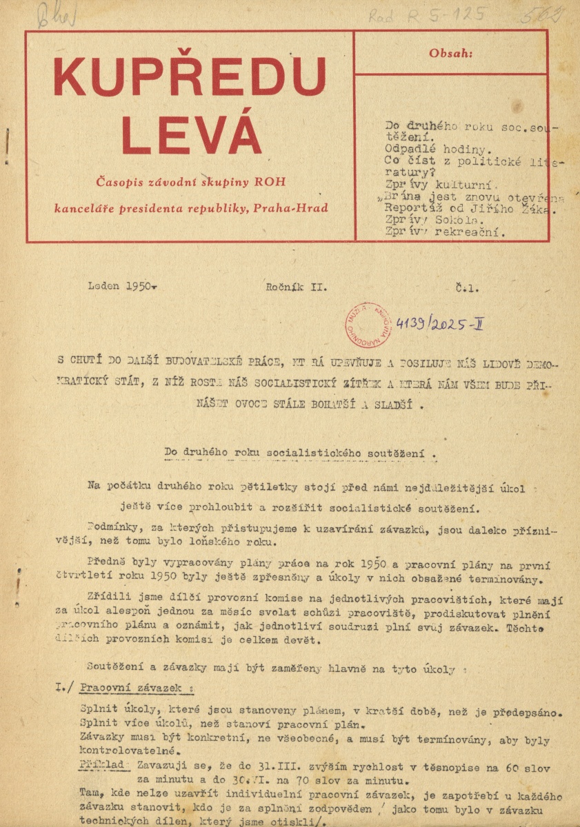 Náhledový obrázek Kupředu levá, rok 1950, číslo 1 - 1
