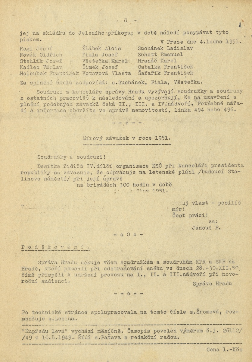 Náhledový obrázek Kupředu levá, rok 1951, číslo 1 - 8
