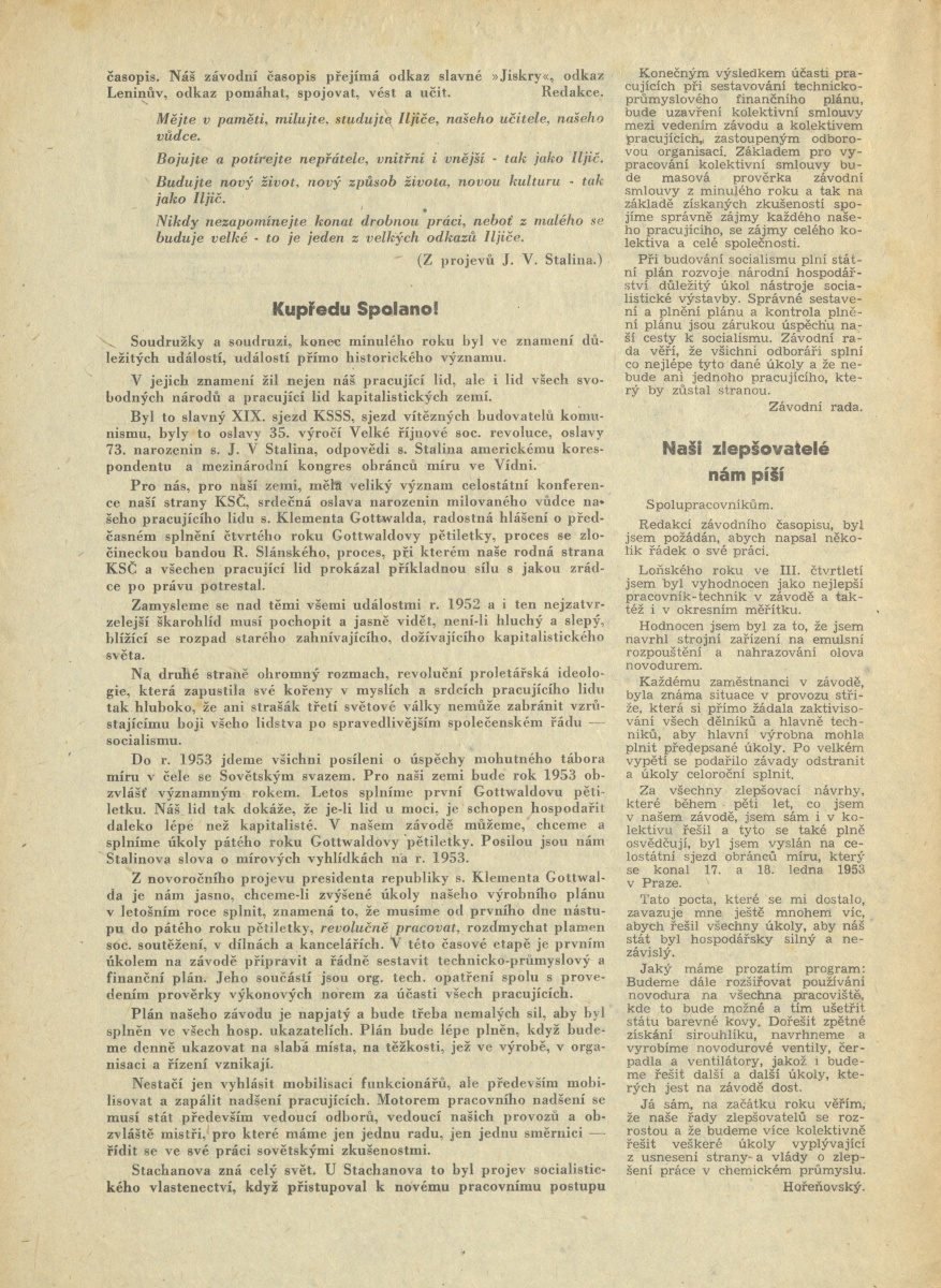 Náhledový obrázek Kupředu, Spolano!, rok 1953, č.1-2 - 2