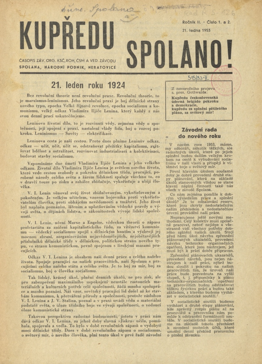 Náhledový obrázek Kupředu, Spolano!, rok 1953, č.1-2 - 1