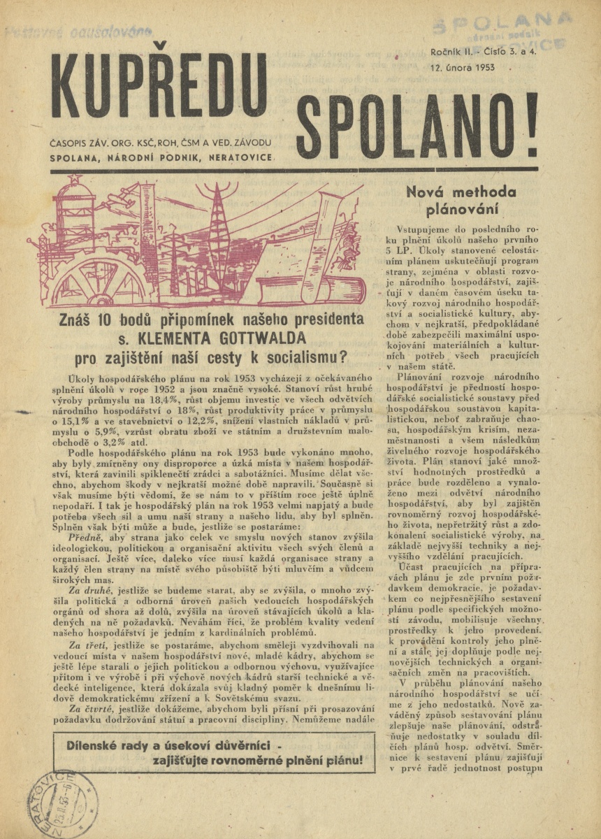 Náhledový obrázek Kupředu, Spolano!, rok 1953, č.3-4 - 1