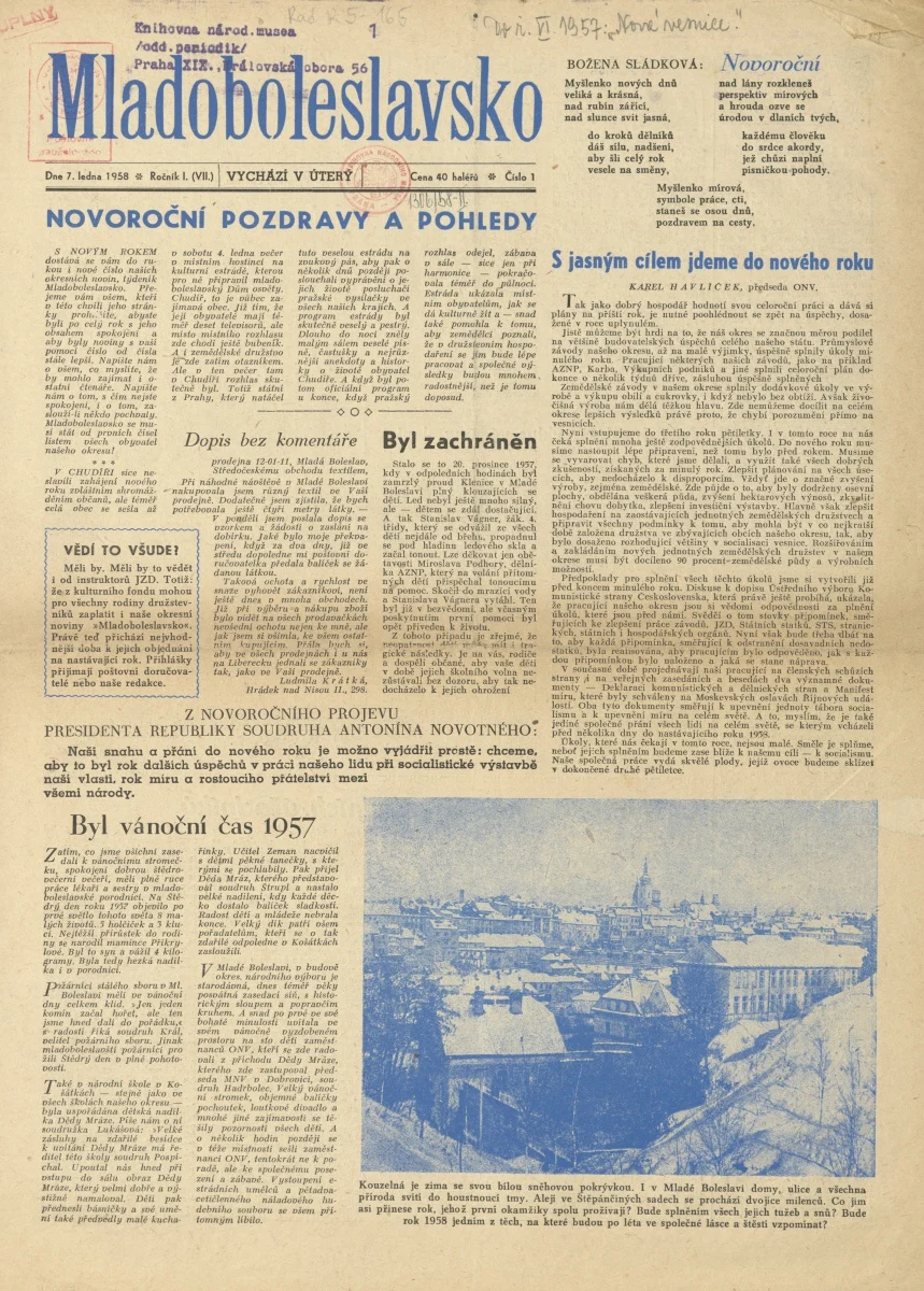 Náhledový obrázek předmětu Mladoboleslavsko, rok 1958, č.1