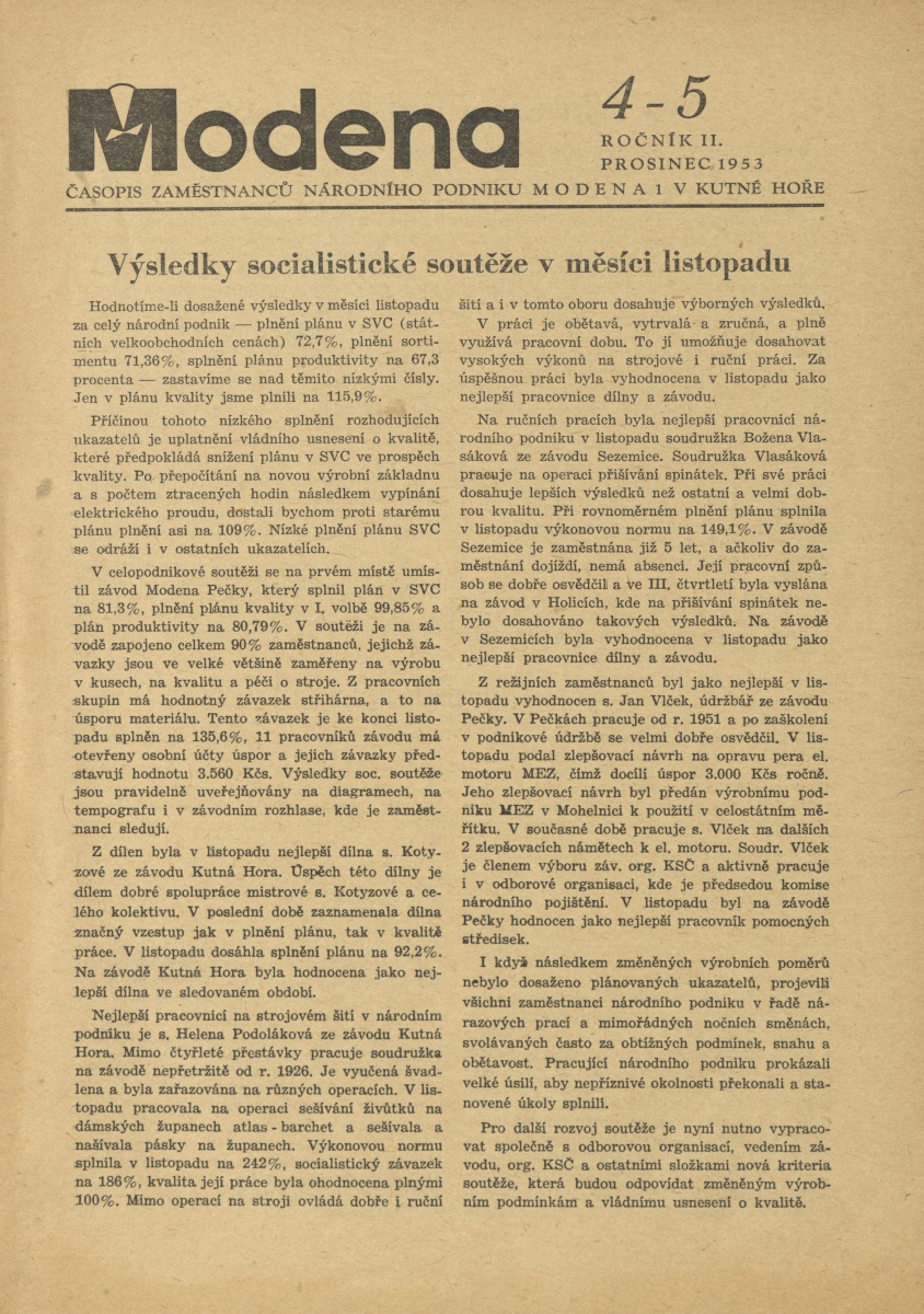 Náhledový obrázek Modena, rok 1953, č.4-5 - 1