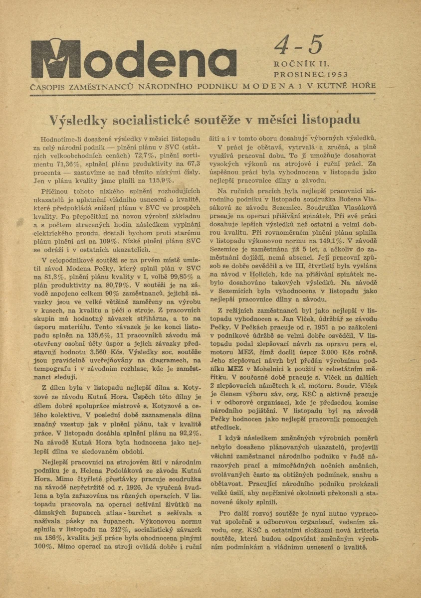 Náhledový obrázek předmětu Modena, rok 1953, č.4-5