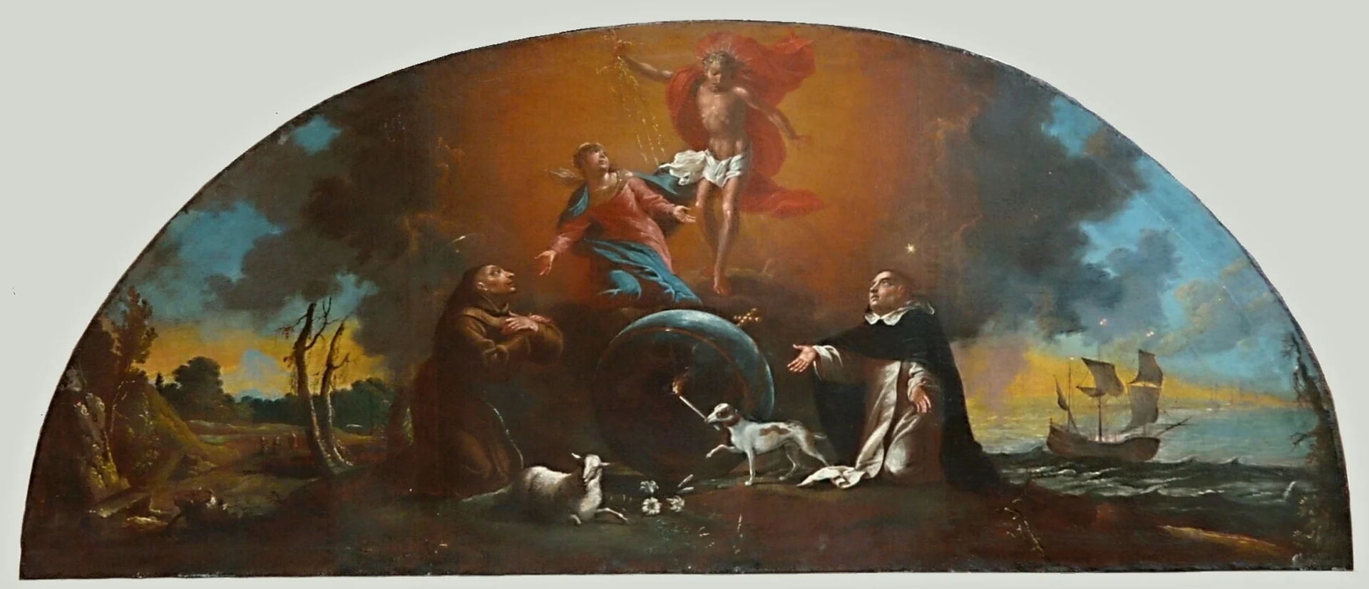 Náhledový obrázek předmětu Panna Marie, sv. František a Dominik orodují za lidstvo