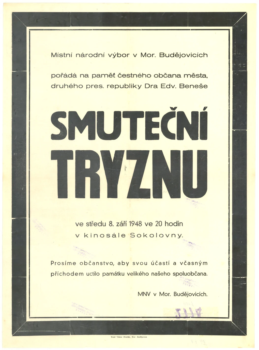 Náhledový obrázek předmětu Smuteční tryzna