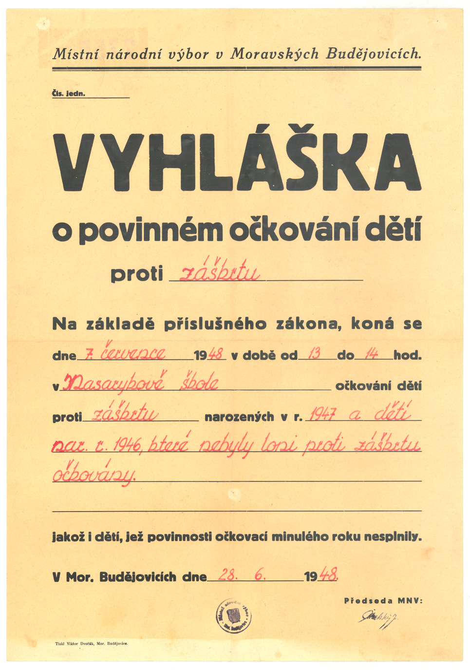 Náhledový obrázek Vyhláška o povinném očkování dětí - 1