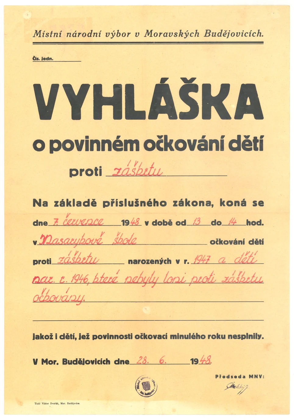 Náhledový obrázek předmětu Vyhláška o povinném očkování dětí